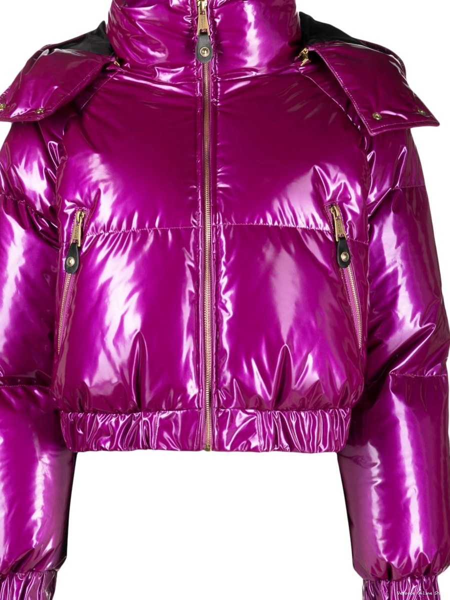 Affordable Couture Jeans hooded glossy-finish jacket puffer Versace Women 0406